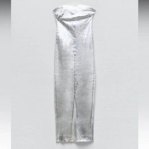 ZARA FITTED METALLIC DRESS